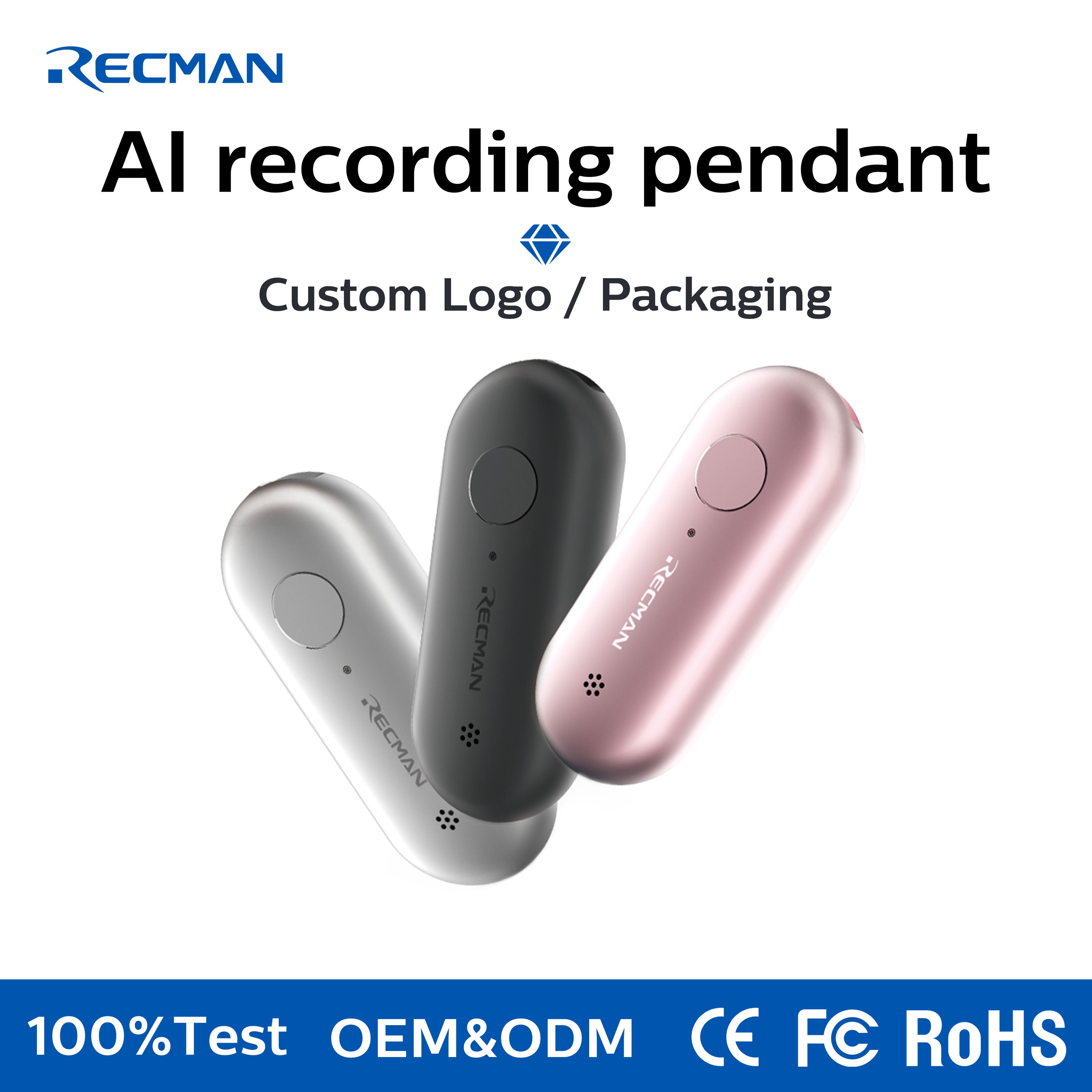 Wearable AI NotePin Smart Voice Recorder | 64GB ChatGPT-Powered Transcription