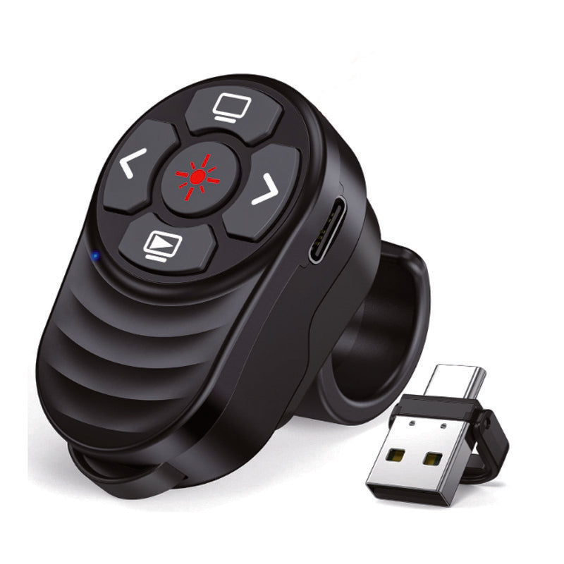 AI Smart Finger Ring Wireless Presenter | Bluetooth Remote Clicker with Laser Pointer